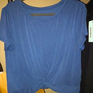 Blared new blue twist front crop tee—Zyia